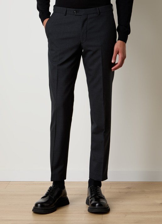 Oscar Jacobson Denz slim fit pantalon van wol met steekzakken