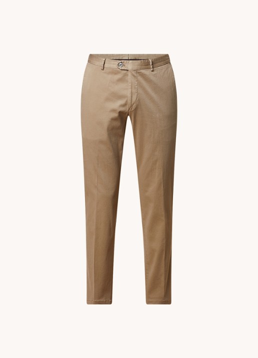 Oscar Jacobson Denz tapered fit chino met steekzakken - voorkant 6 camel