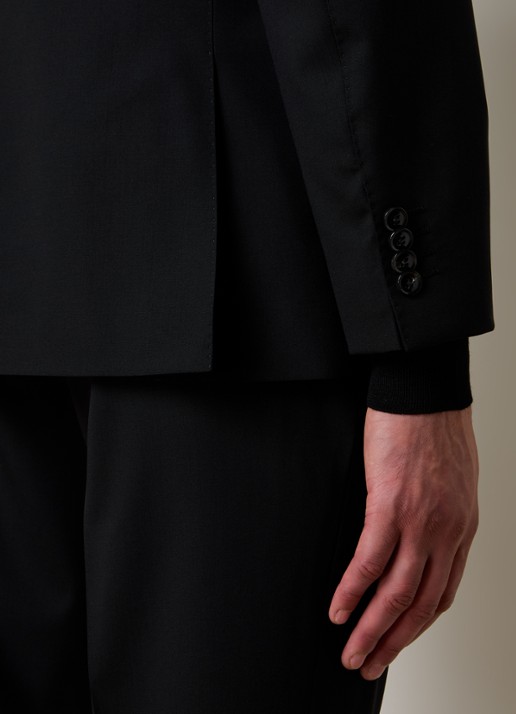 Oscar Jacobson Falk regular fit colbert van wol met klepzakken - detail 4 zwart