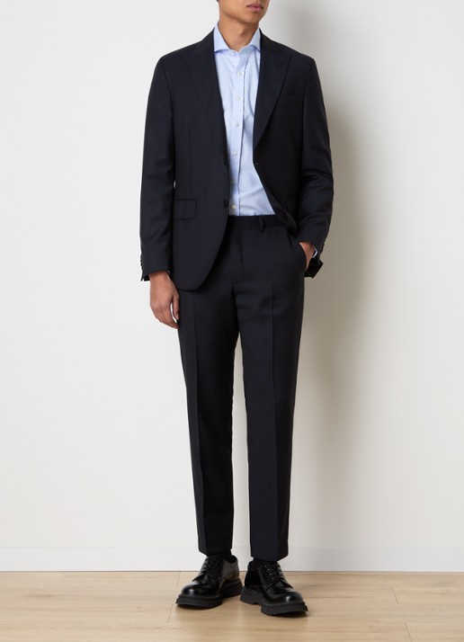 Oscar Jacobson Faron regular fit colbert van wol met klepzakken - voorkant 8 donkerblauw
