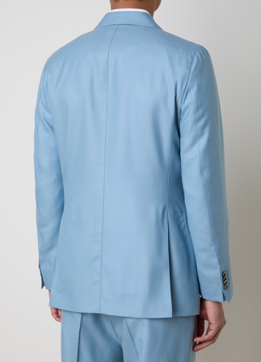 Oscar Jacobson Farris regular fit double-breasted colbert van wol met klepzakken - achterkant 3 lichtblauw