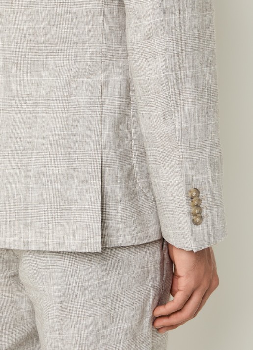 Oscar Jacobson Ferry colbert met ruitdessin en opgestikte zakken  - detail 4 beige