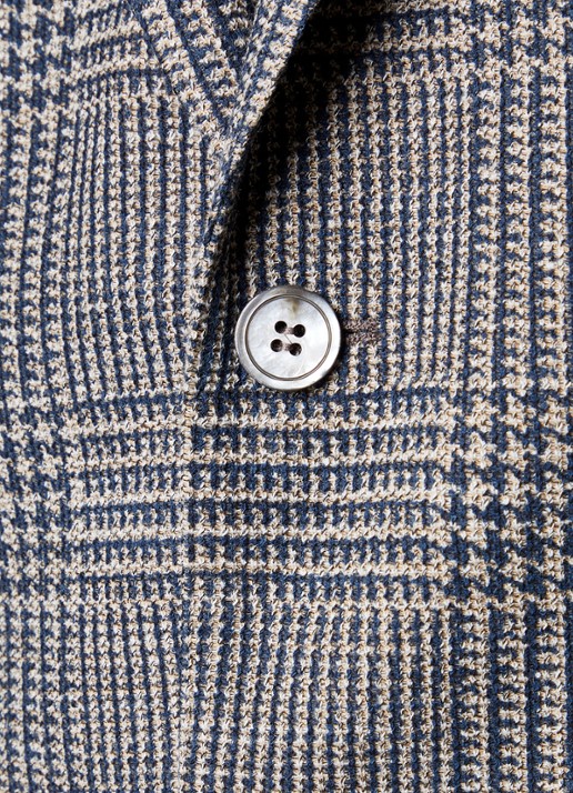 Oscar Jacobson Ferry regulat fit colbert met pied-de-poule dessin - detail 5 blauw