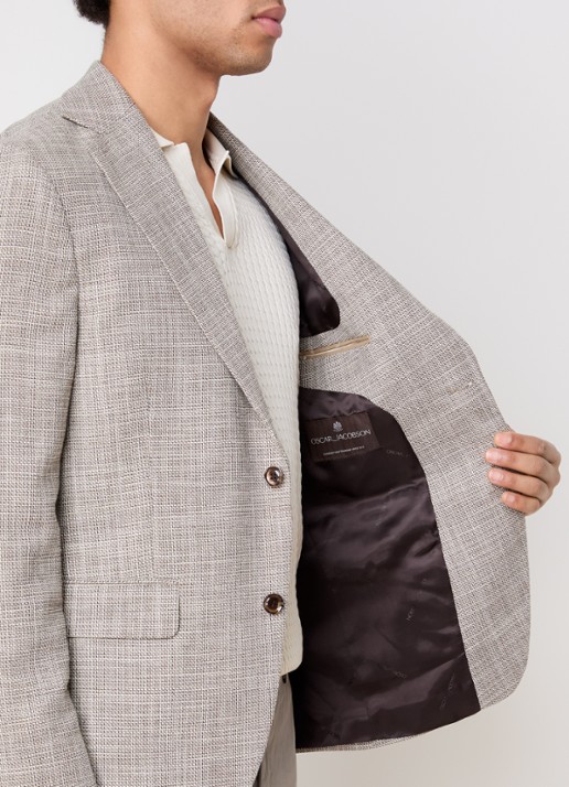 Oscar Jacobson Fogerty regular fit colbert met klepzakken - detail 5 donkerbeige