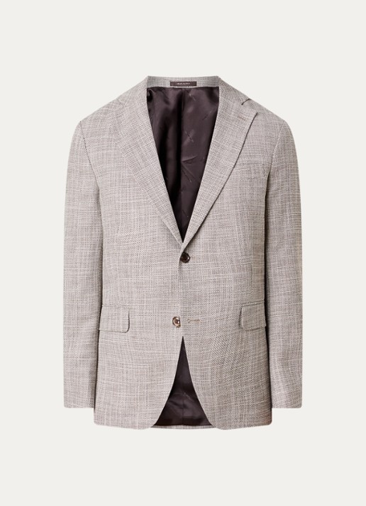 Oscar Jacobson Fogerty regular fit colbert met klepzakken - voorkant 2 donkerbeige
