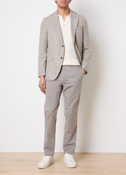 Oscar Jacobson Fogerty regular fit colbert met klepzakken - voorkant 3 donkerbeige