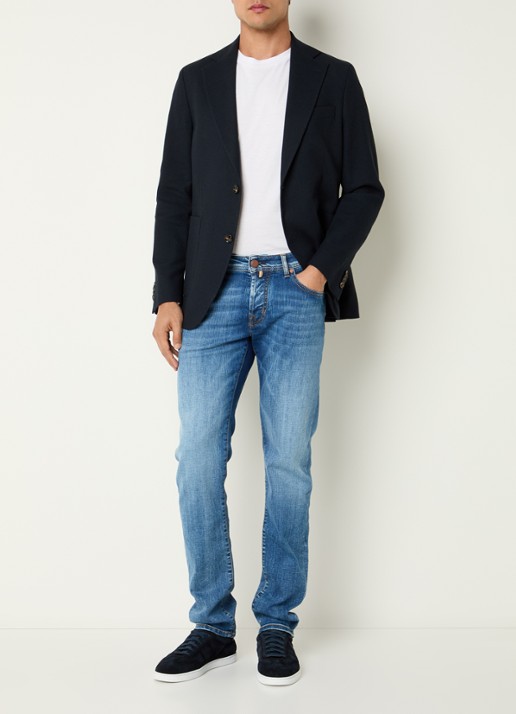 Oscar Jacobson Fogerty regular fit colbert met klepzakken - voorkant 4 donkerblauw