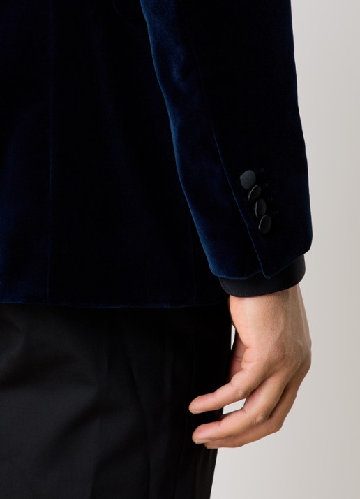 Oscar Jacobson Frampton regular fit colbert in wolblend met klepzakken - detail 3 donkerblauw