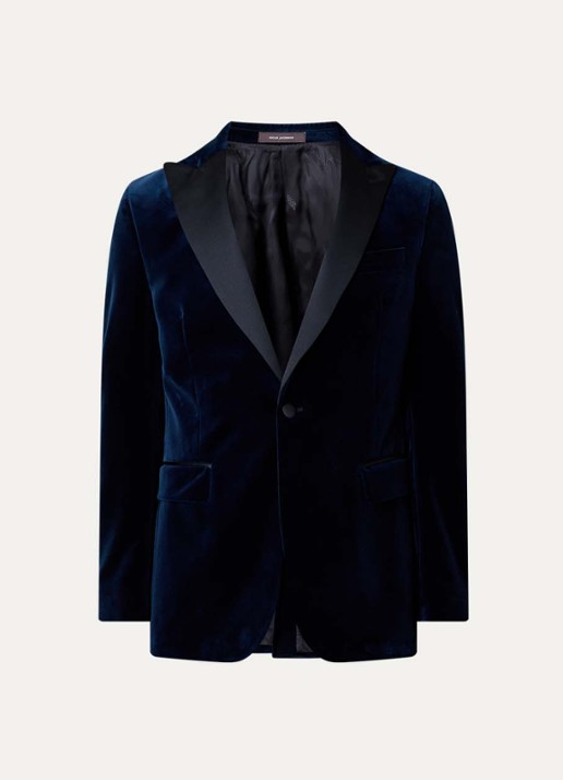 Oscar Jacobson Frampton regular fit colbert in wolblend met klepzakken - voorkant 6 donkerblauw