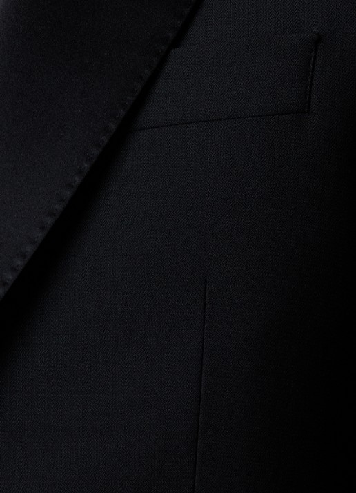 Oscar Jacobson Frampton slim fit colbert van wol met klepzakken - detail 8 zwart