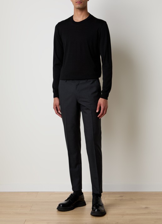 Oscar Jacobson Miguel fijngebreide pullover van scheerwol - voorkant 2 zwart