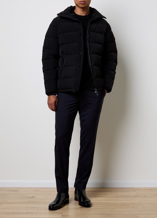 Oscar Jacobson Puffer jack met afneembare capuchon - voorkant 2 zwart