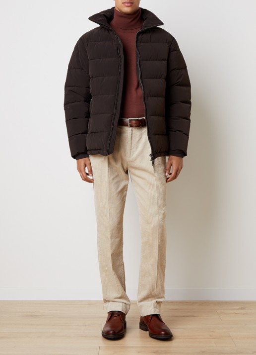 Oscar Jacobson Puffer jack met afneembare capuchon - voorkant 3 donkerbruin