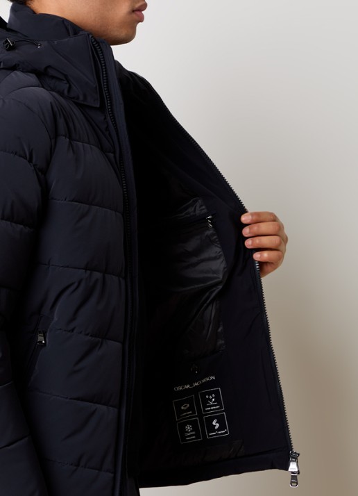 Oscar Jacobson Puffer jack met afneembare capuchon - detail 5 donkerblauw