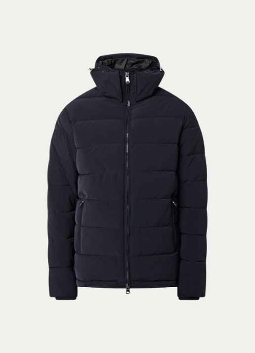 Oscar Jacobson Puffer jack met afneembare capuchon - voorkant donkerblauw
