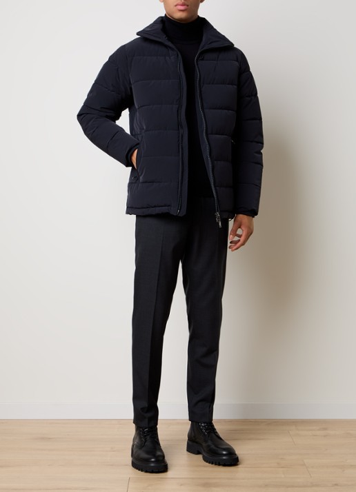 Oscar Jacobson Puffer jack met afneembare capuchon - voorkant 2 donkerblauw
