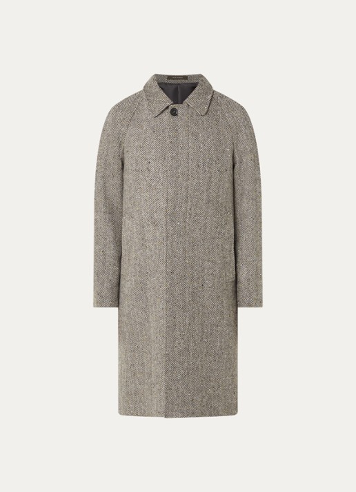 Oscar Jacobson Raglan mantel in wolblend met steekzaken