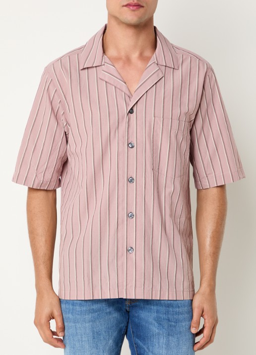 Oscar Jacobson Regular fit overhemd met streepprint en borstzak - detail 4 oudroze