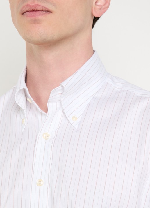 Oscar Jacobson Regular fit overhemd met streepprint - detail 4 wit