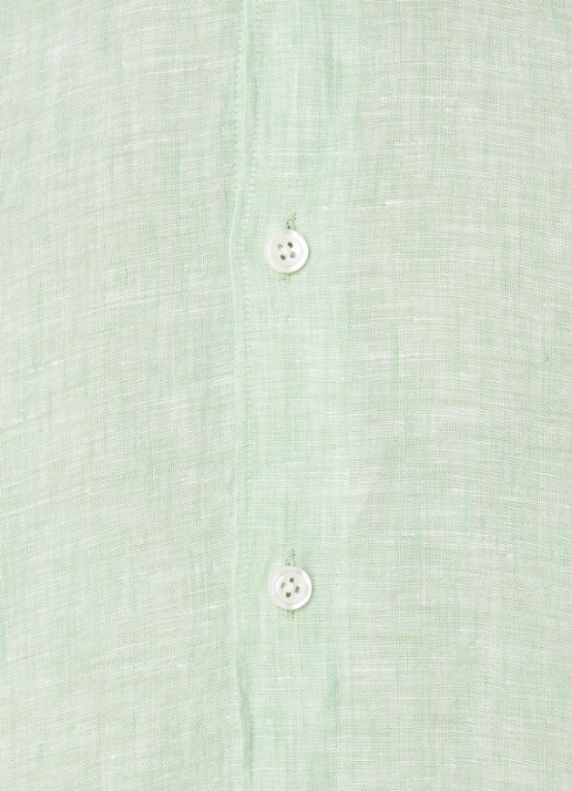 Oscar Jacobson Regular fit overhemd van linnen met button down-kraag - detail 4 lichtgroen