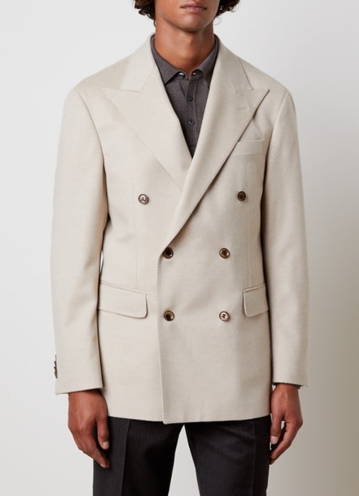 Oscar Jacobson Richard double-breasted regular fit colbert in kasjmier wolblend