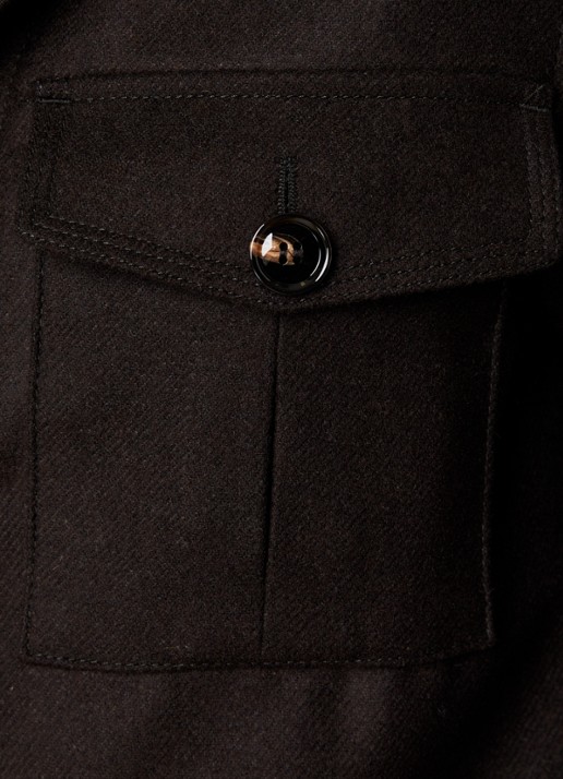 Oscar Jacobson Safari regular fit overshirt in wolblend met klepzakken - detail 3 bruin