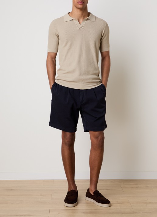 Oscar Jacobson Tanker straight fit korte broek met steekzakken - voorkant 2 donkerblauw