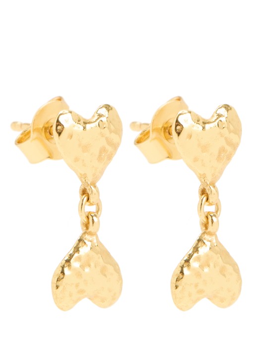 Ottoman Hands Double Heart oorstekers verguld