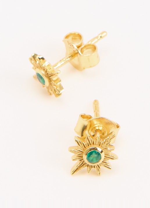 Ottoman Hands Emerald Star oorknopjes verguld - detail 3 goud