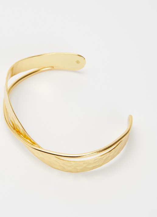 Ottoman Hands Evenness Hammered  bangle verguld - detail 3 goud