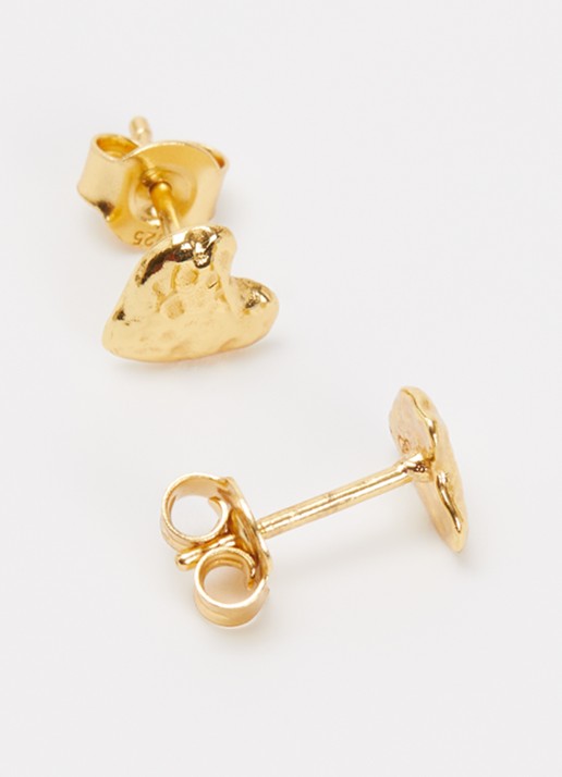 Ottoman Hands Hammered Hearts oorknopjes verguld - detail 3 goud