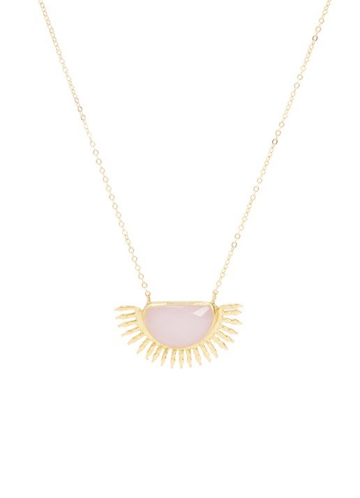 Ottoman Hands Sunrise Aqua Chalcedony ketting verguld