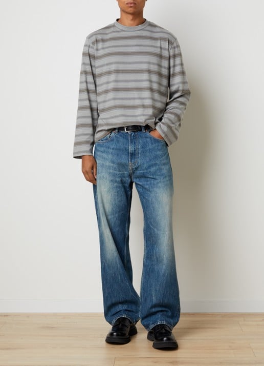 Our Legacy Long sleeve met streepprint - voorkant 3 olijfgroen