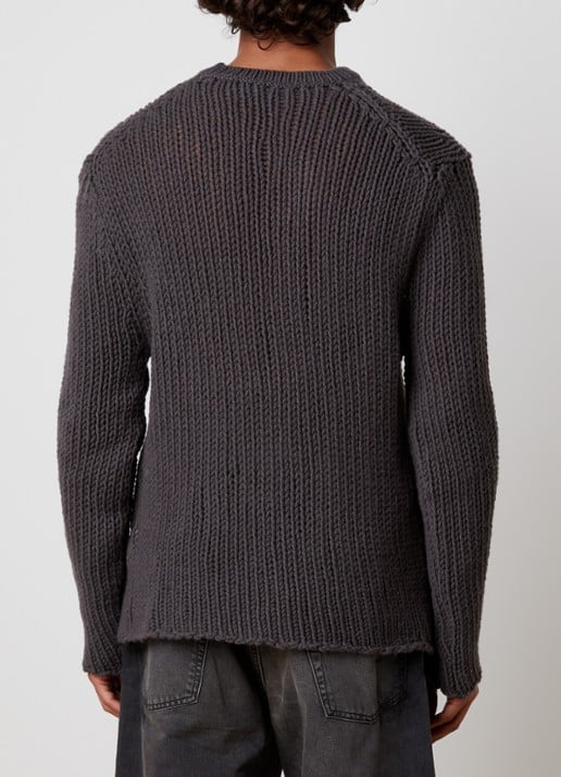 Our Legacy Popover grofgebreide trui van wol - achterkant 5 donkerkhaki