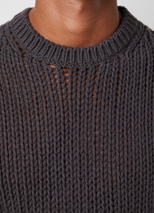Our Legacy Popover grofgebreide trui van wol - detail 2 donkerkhaki