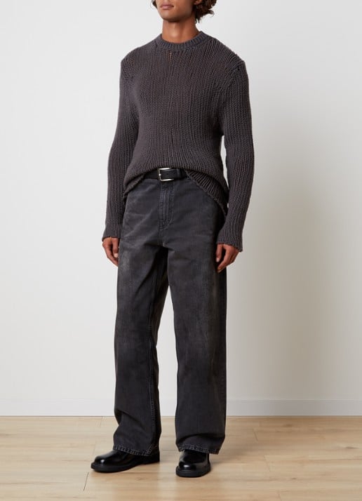 Our Legacy Popover grofgebreide trui van wol - voorkant 4 donkerkhaki