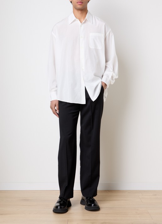 Our Legacy Regular fit overhemd in zijdeblend - voorkant 4 wit