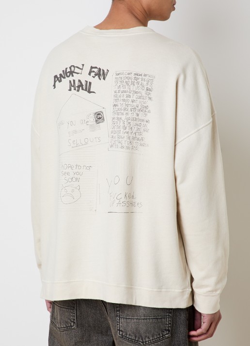 Our Legacy Slack longsleeve in linnenblend met front- en backprint - achterkant beige