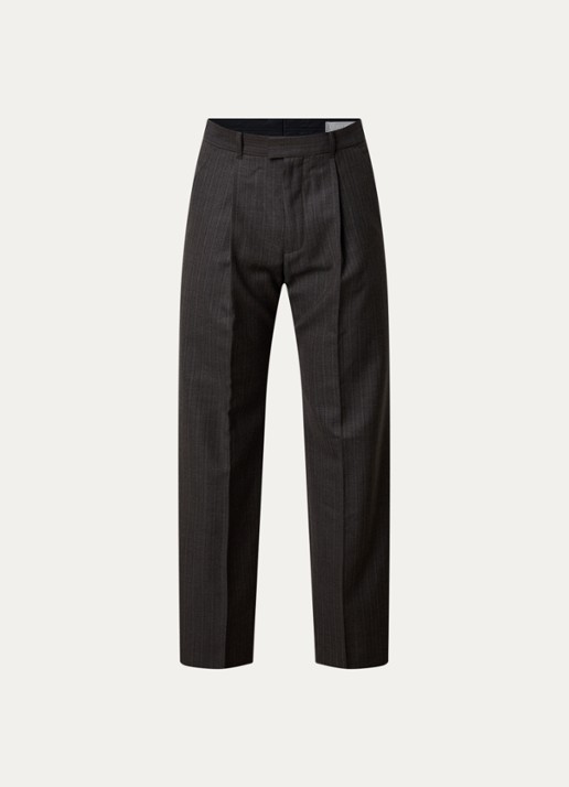 Our Legacy Slack straight fit pantalon in scheerwolblend met steekzakken - voorkant 5 donkergrijs