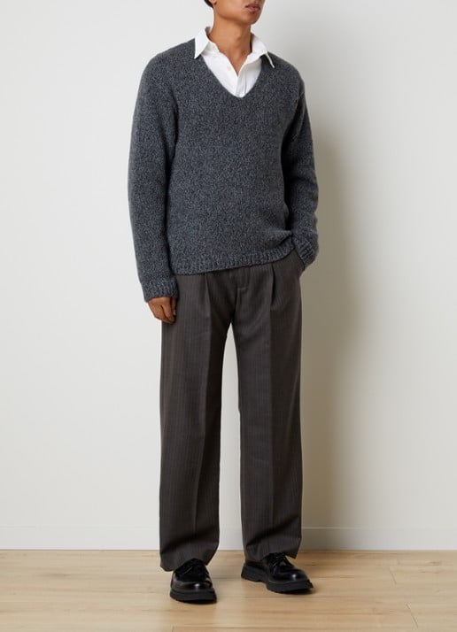 Our Legacy Slack straight fit pantalon met steekzakken - voorkant 2 donkergrijs