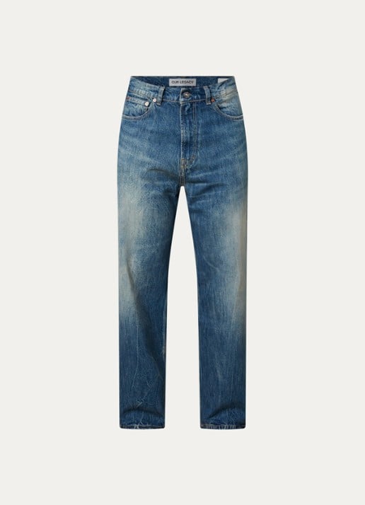 Our Legacy Straight fit jeans met medium wassing en steekzakken - voorkant 5 blauw