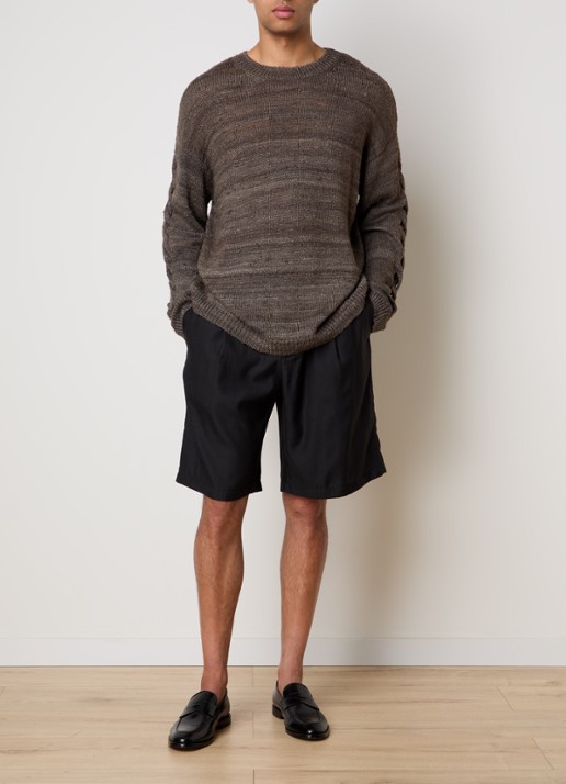 Our Legacy Straight fit korte broek met steekzakken - voorkant 2 zwart