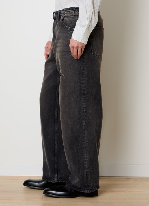 Our Legacy Wide leg jeans met gekleurde wassing - detail 5 antraciet