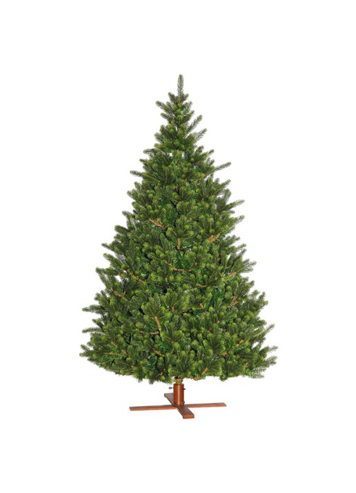Our Nordic Christmas Kentucky deluxe kunstkerstboom met houten voet 213 cm - voorkant groen