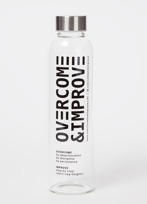 Overcome & Improve Waterfles 55 cl - voorkant 2 transparant