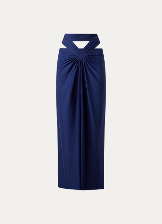 Pain de Sucre Petra maxi strand- halterjurk  - voorkant 2 blauw