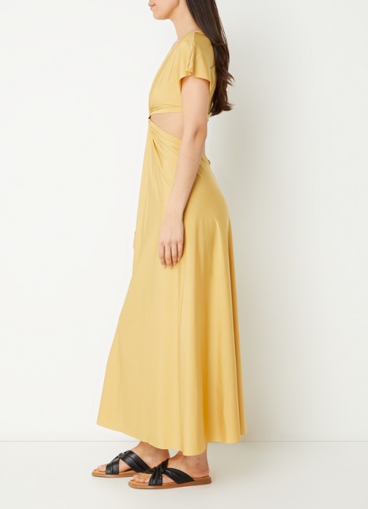 Pain de Sucre Rislene strandjurk met cut-out detail en kralendecoratie  - voorkant 2 goud