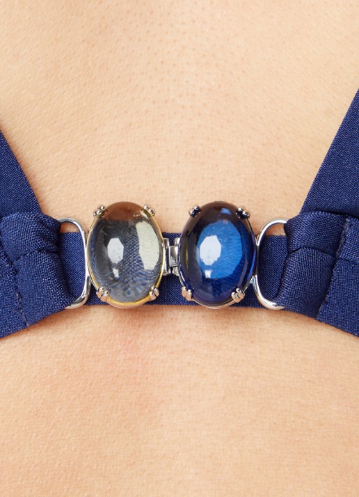 Pain de Sucre Sanaby halter bikinitop met kralendecoratie - detail 5 donkerblauw