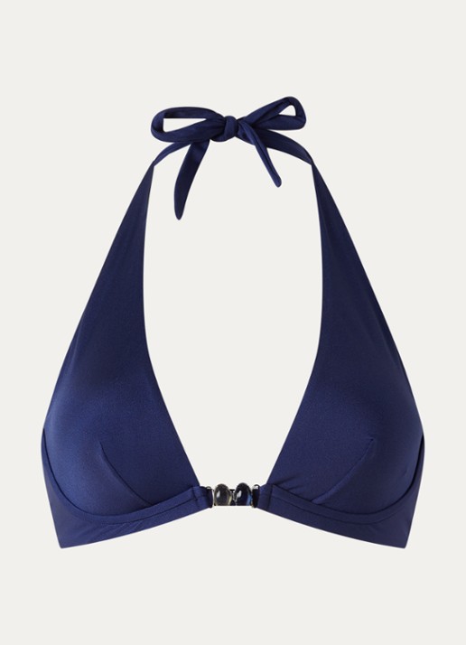 Pain de Sucre Sanaby halter bikinitop met kralendecoratie - voorkant 2 donkerblauw