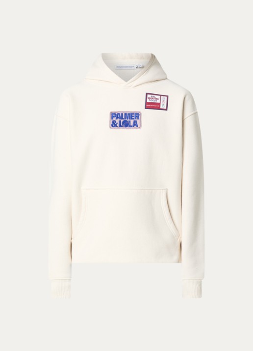 PAL Sporting Goods Duck hoodie met logo- en backprint - voorkant 4 gebroken wit